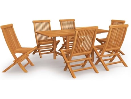 Conjunto 7 Conjunto de comedor de jardín VIDAXL madera maciza de teca