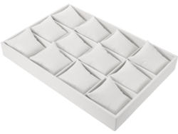 Bandeja Blanca De Pu Para Pulseras Con 12 Compartimentos, Elegante Organizador De Joyas, Protector
