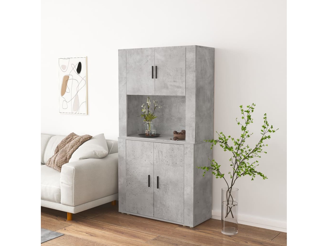 Aparador Alto Madera Contrachapada Gris Hormigón