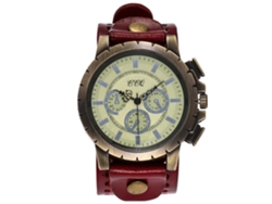Reloj De Pulsera Unisex Ccq De Estilo Retro Punk Con Correa De Aleación De Pu Y Diseño De Cuarzo Rojo.