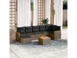 Conjunto de sofá de jardín de 8 piezas con cojines, ratán gris, DKD Home Decor