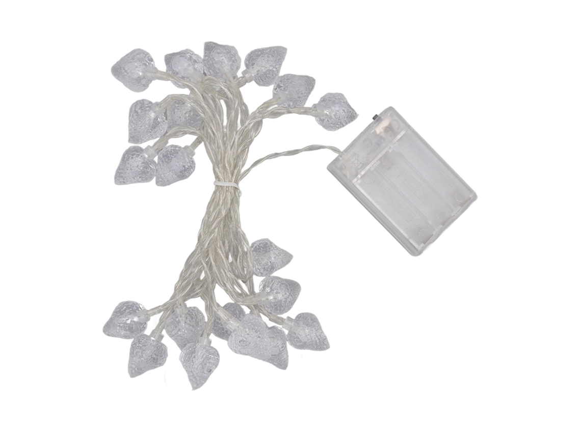 Luces navideñas de fresa 2026 con 20 LED, luces de hadas para exteriores, funcionan con pilas, decoración para fiestas en casa.