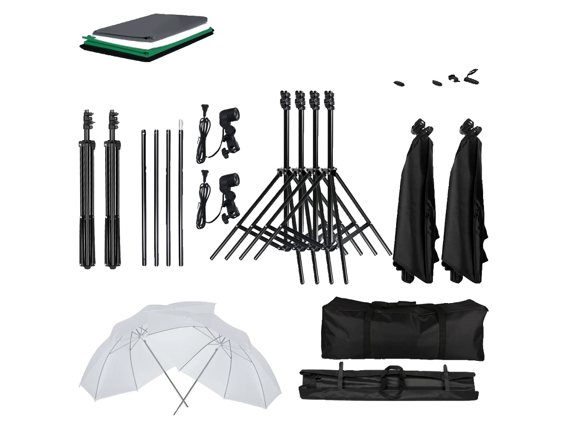 Kit de iluminación para fotografía, Softbox LED con paraguas, 4 fondos de colores, Kit 1 OEM