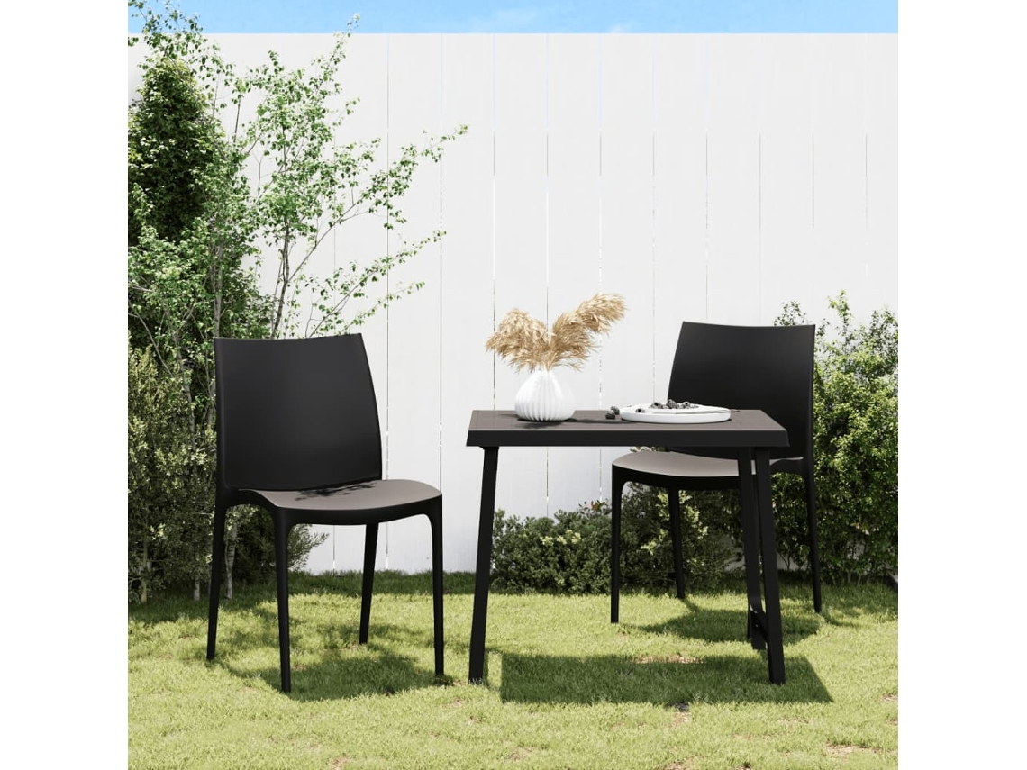 Pack 2 Uds Sillas De Jardín | Silla De Exterior | Sillon Jardín Polipropileno Gris Antracita 50x46x80 Cm Wsd71158