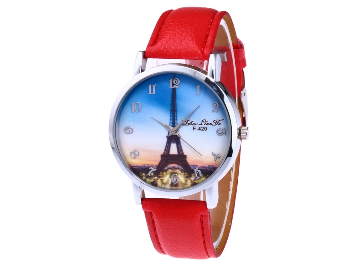 Reloj De Pulsera Casual De Cuarzo Para Mujer Zhoulianfa, Esfera Redonda, Correa De Pu Roja.