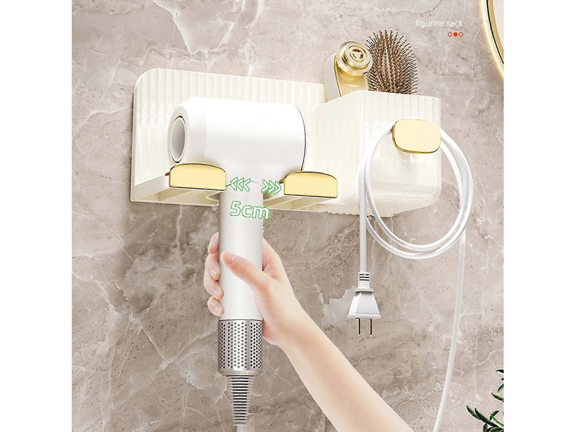 Soporte para secador de pelo sin agujeros, almacenamiento para baño, plástico GOKOCO