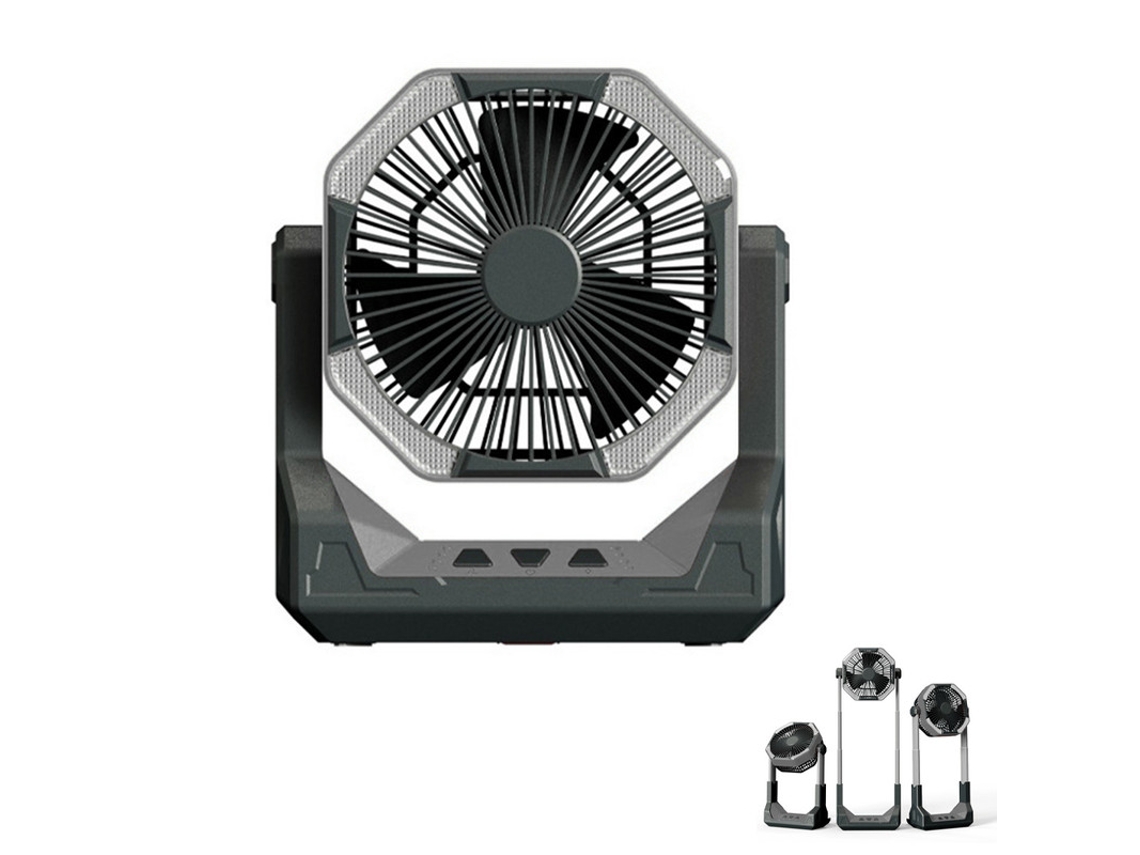 Ventilador portátil, 4 velocidades, batería de 8000 mAh, luz LED, gris Yizhood