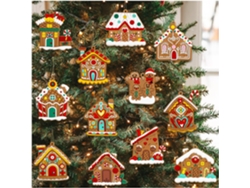 12 adornos de casitas de jengibre – Decoraciones navideñas colgantes para el árbol