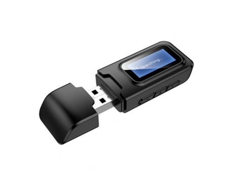 Bluetooth 5.0 Receptor de audio Transmisor Pantalla LCD 3.5mm AUX Jack Estéreo USB Dongle Adaptador inalámbrico para coche PC TV Auriculares negro