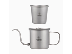 Taza De Café Portátil De Titanio De 400 Ml Con Boquilla Desmontable Y Asa Plegable Para Uso En Camping Y En Casa.