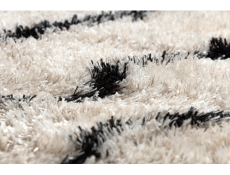 Alfombra Fluffy 2371 Shaggy Rayas - Crema / Antracita (180 x 270 cm)