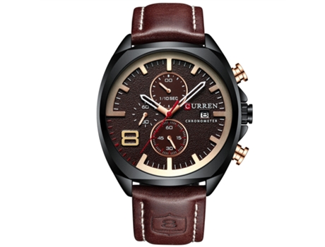 Relojes para hombre, relojes de pulsera de cuarzo resistentes al agua con calendario, relojes de cuero para negocios informales, carcasa negra, caf...