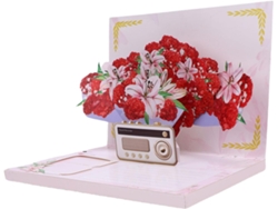 Tarjeta De Felicitación Desplegable 3d Con Ramo De Flores Para Cumpleaños Y Día De La Madre.