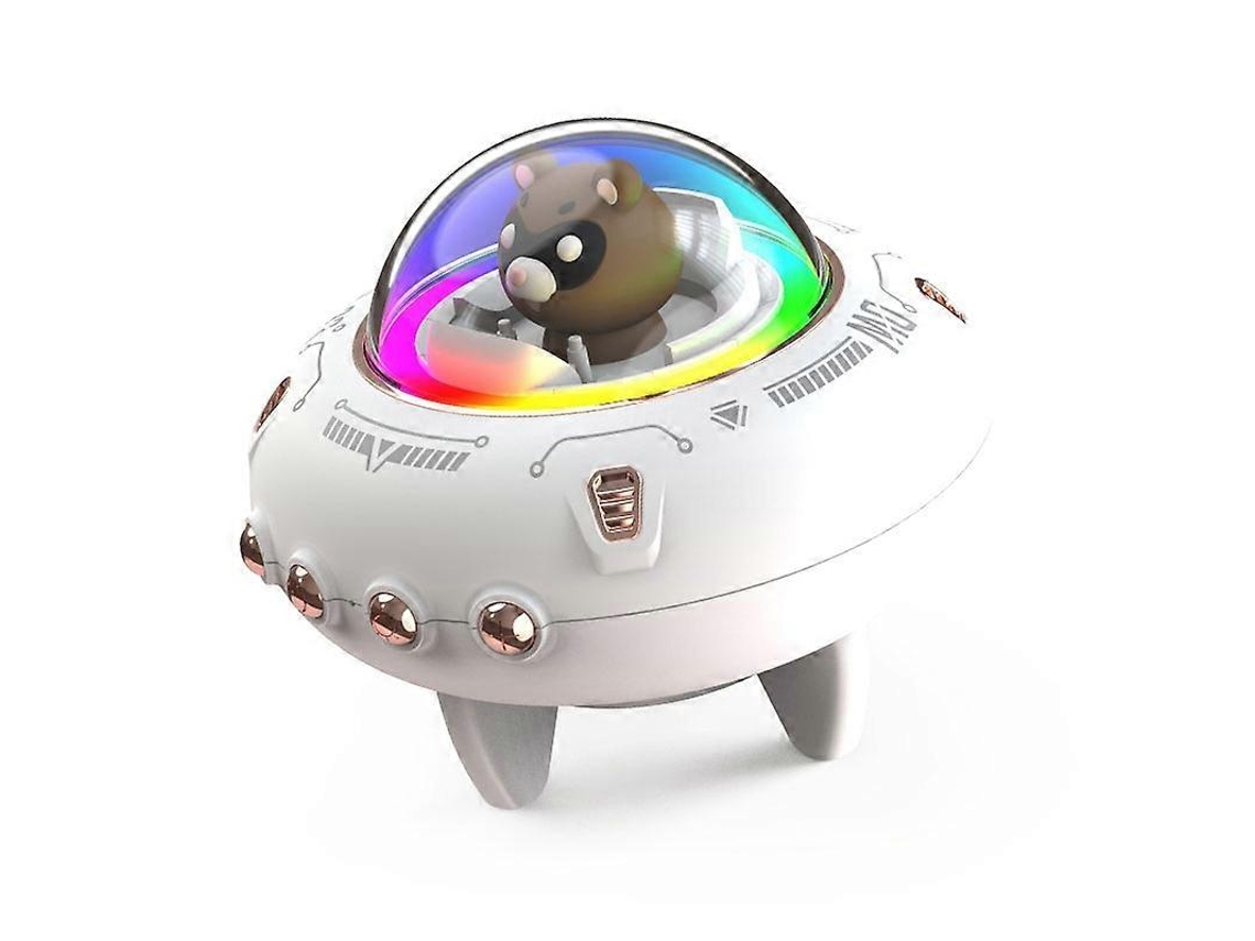 Altavoz Bluetooth inalámbrico con forma de nave espacial, altavoz de sobremesa con luces de colores para dormitorio - Yunzii