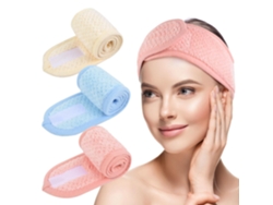 3 Gomas Para El Pelo, Azul/rosa/beige, 65x8cm, Con Cierre, Para El Cuidado De La Piel Y El Maquillaje.
