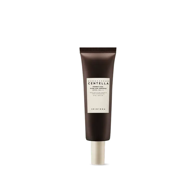 Ampolla solar con centella de Madagascar, probiótico y cica Glow, protector solar FPS 50, 50 ml, Skin1004