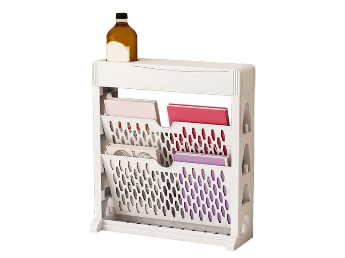 Librería De Varios Niveles, De Estilo Sencillo Y Con Gran Capacidad De Almacenamiento, Color Blanco.
