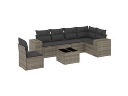 Maison Exclusive - Set De Sofás De Jardín 7 Piezas Con Cojines Ratán Pe Gris