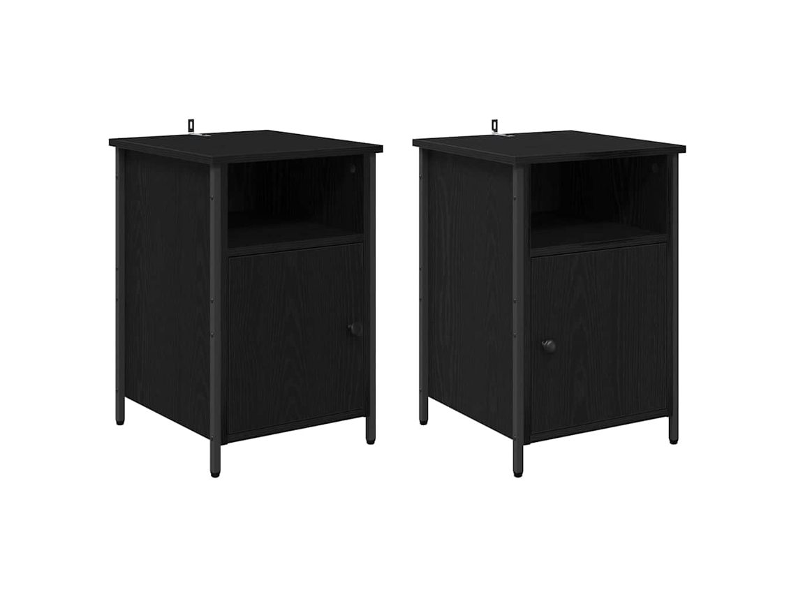 Maison Exclusive - Armario De Noche 2 Pcs Roble Negro 40 X 42 X 60 Cm
