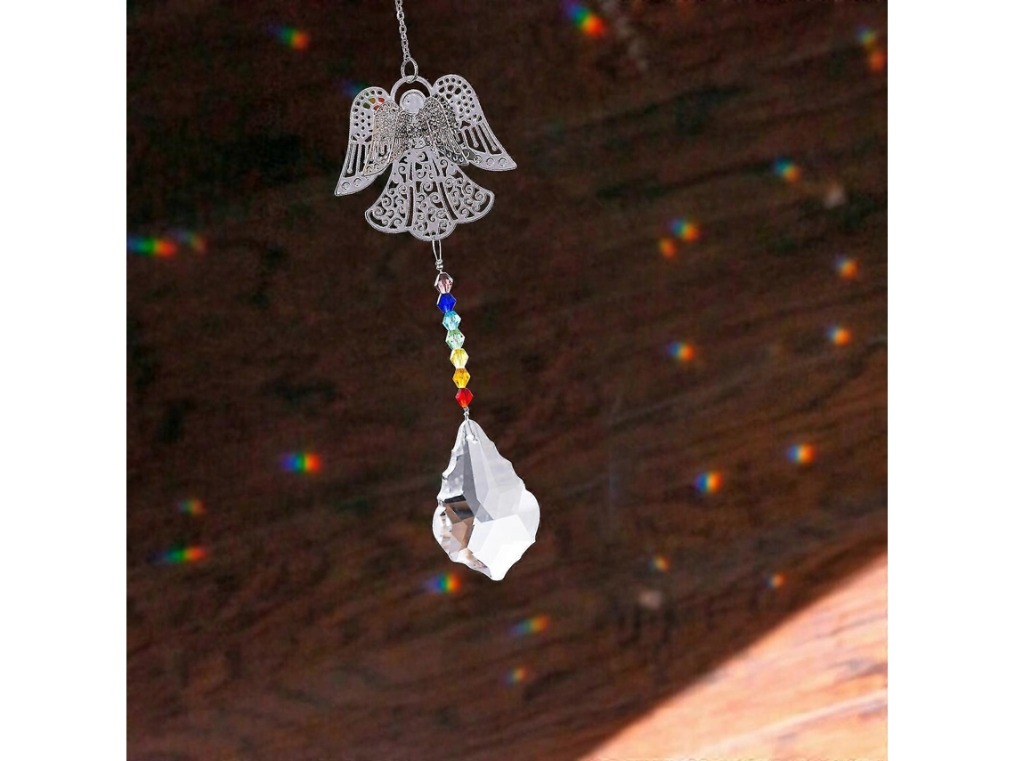 Colgante moderno para coche con ángel y chakra de cristal arcoíris