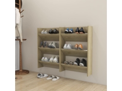Zapatero Organizadores de Pared 2 Piezas 60X18X90 Cm Contrap. Roble Sonoma