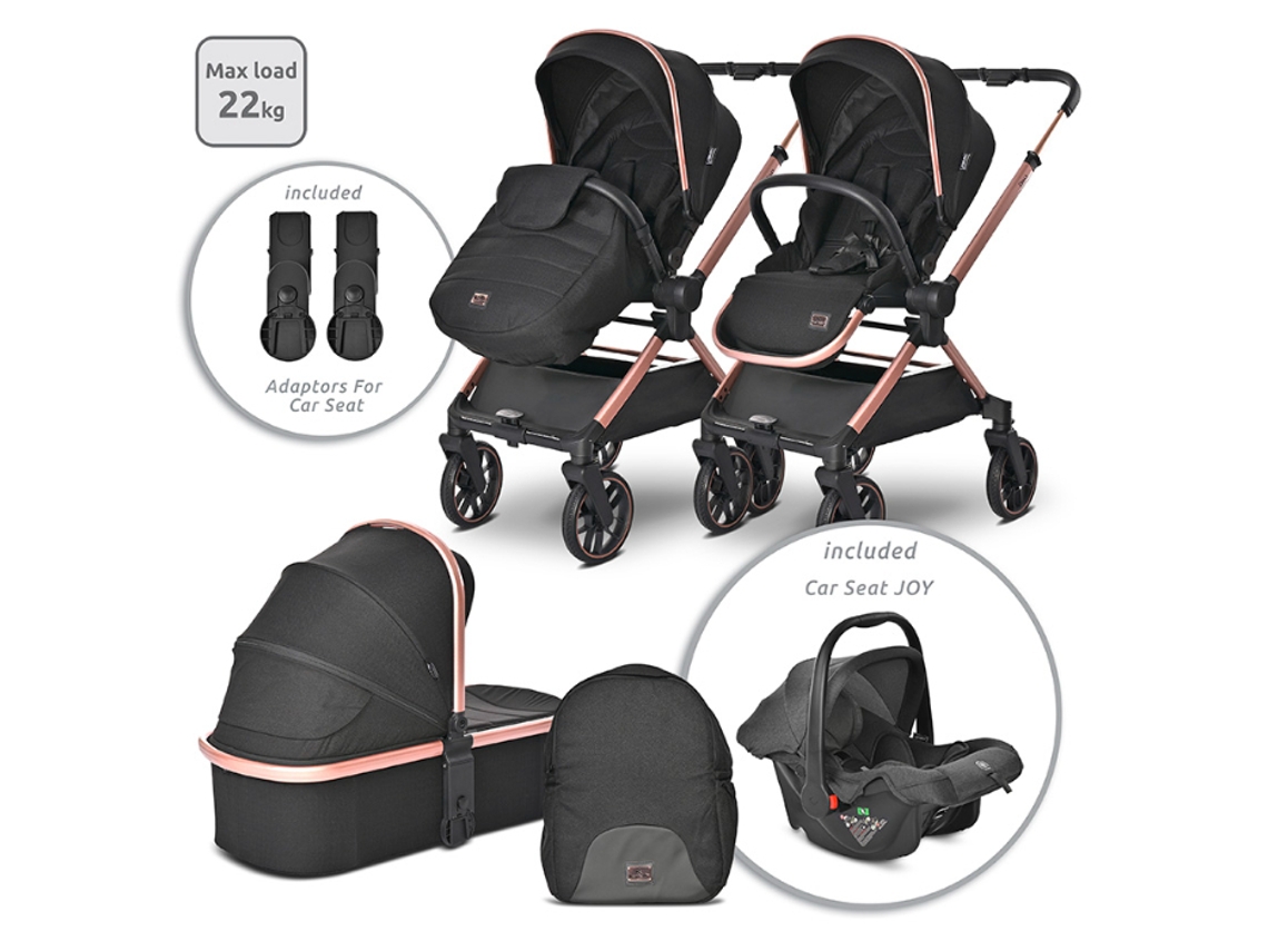 Cochecito de Bebé 3 en 1 con Manillar Reversible LORELLI Reya Negro Jasper