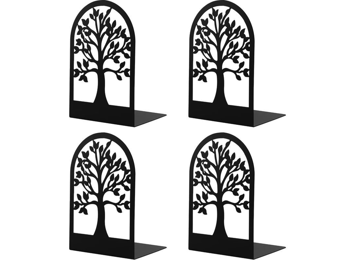 2026-soportes Para Libros Linjou De Metal, 2 Pares, Diseño De Árbol, Antideslizante, Para Oficina Y Hogar