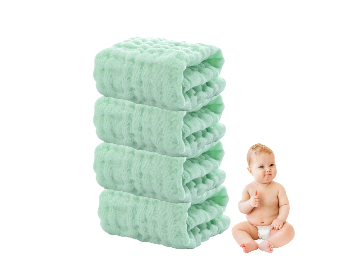 Conjunto de Toalla RNEMITERY Lavado Suaves Absorbentes Algodón Verde - 4pcs (30x30cm)