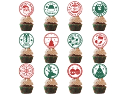 12 adornos navideños para cupcakes, decoraciones para fiestas navideñas RNEMITERY