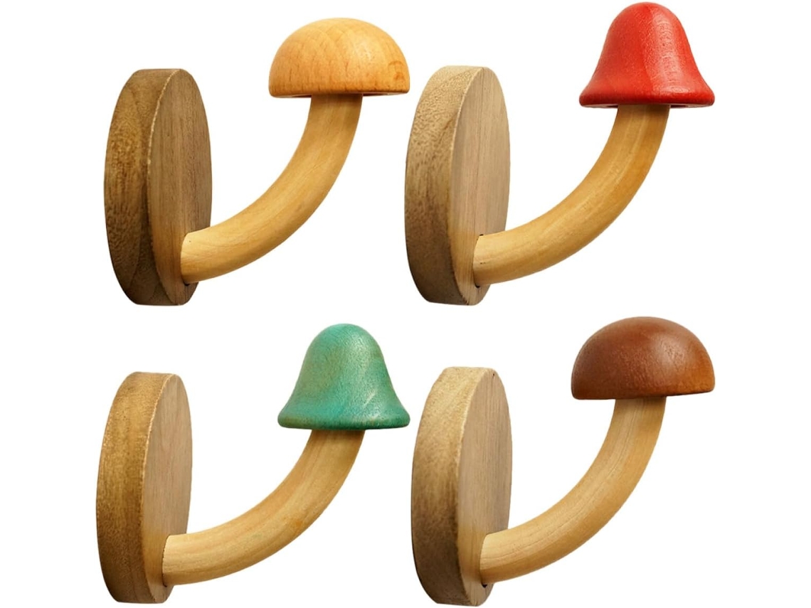 Juego Decorativo Ganchos Pared Madera Maciza