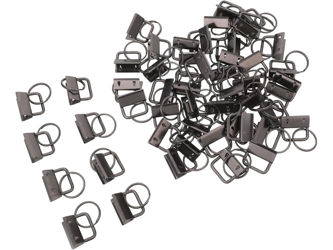 Paquete De 50 Clips De Metal Negro De 26 Mm Para Llaveros Con Anilla Partida.