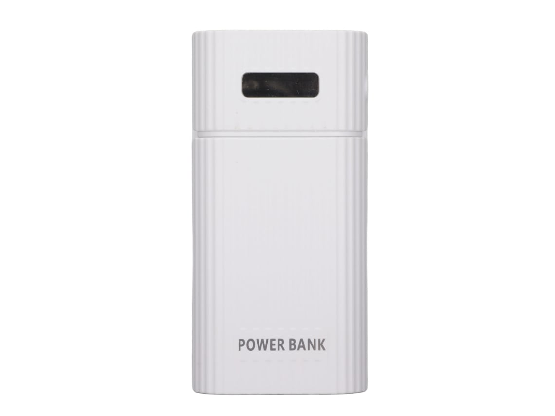 Kit De Banco De Energía Diy Caja De Baterías 2x 21700 Cargador Usb De Entrada De 3 Puertos Blanco