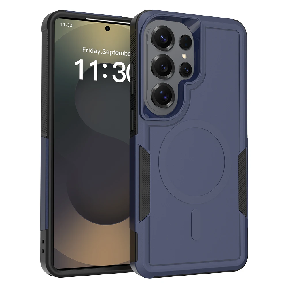 (azul Oscuro, Galaxy S25) Funda Protectora Magsafe Magnética, Resistente A Los Golpes Y A Prueba De Impactos Para Samsung.