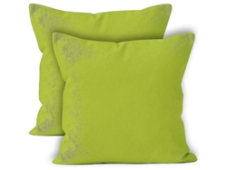 Juego De 2 Fundas De Cojín (40x40 Cm) Verde Lima - Lona De Algodón Resistente De Color