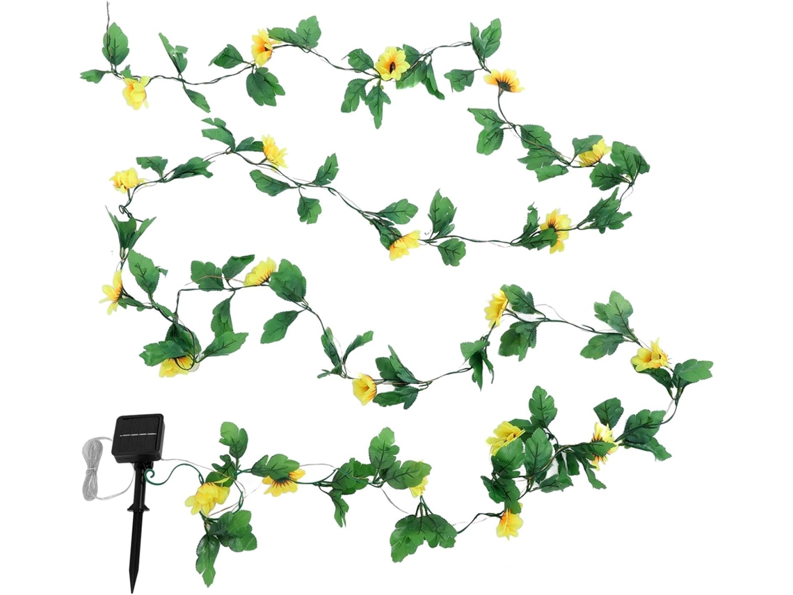 Lámpara decorativa con forma de girasol alimentada por energía solar para jardín, patio y césped, con panel solar.