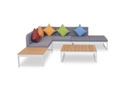 Conjunto de salón de jardín de 4 piezas con cojines de aluminio y WPC DKD Home Decor