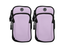 Brazalete Textil Impermeable De 2 Piezas Para Teléfonos Móviles, Ideal Para Montañismo, Fitness, Correr Y Yoga - Morado