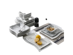 Juego de vajilla de porcelana gris mármol, 26 piezas, ecológico y duradero, 26 piezas OEM