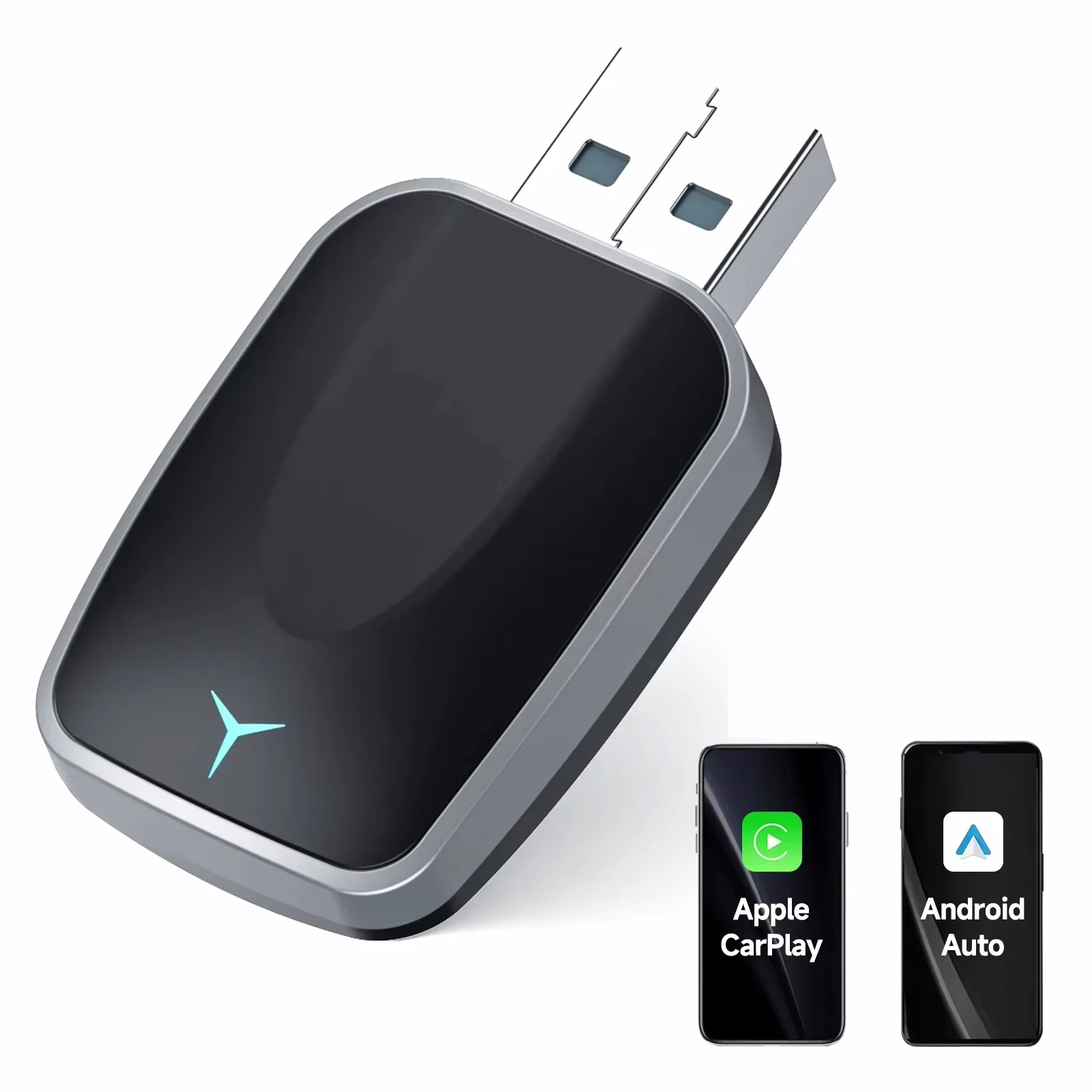 Nuevo Ai Box Carplay Android Auto inalámbrico 2 en 1 2025, Plug and Play, convierte el cable Carplay original a inalámbrico, negro