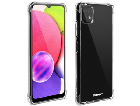 Funda de Silicona a Prueba de Golpes MOOZY para Samsung A22 5G – Transparente con Esquinas 3D con Absorción de Golpes Funda Protectora Transparente
