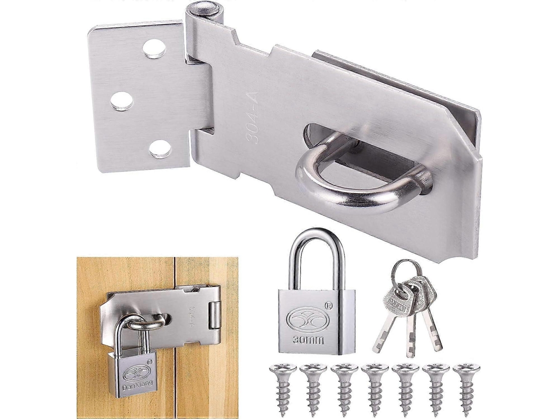 Pestillo De Cerrojo De Acero Inoxidable Con Candado Y Tornillos, Cerrojo Impermeable Para Puertas Exteriores E Interiores, Seguridad Fuerte
