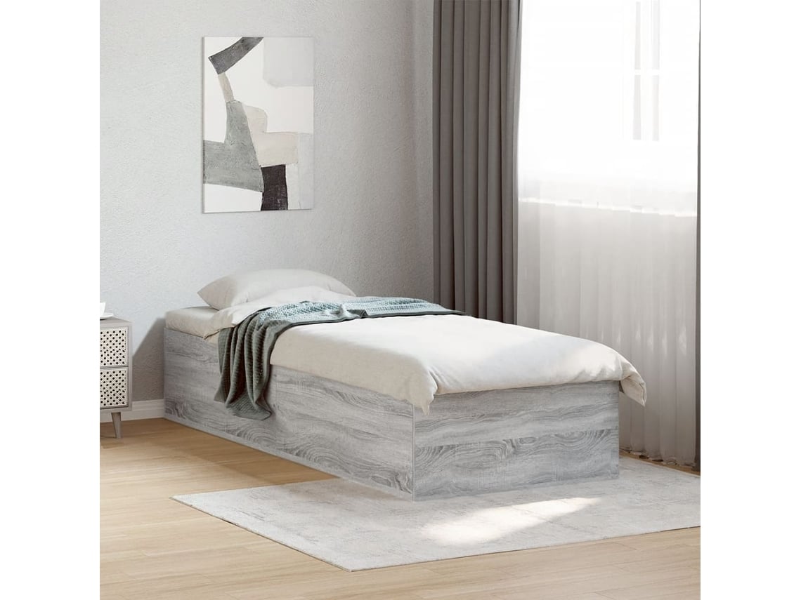 Estructura De Cama Madera De Ingeniería Gris Sonoma 75x190 Cm