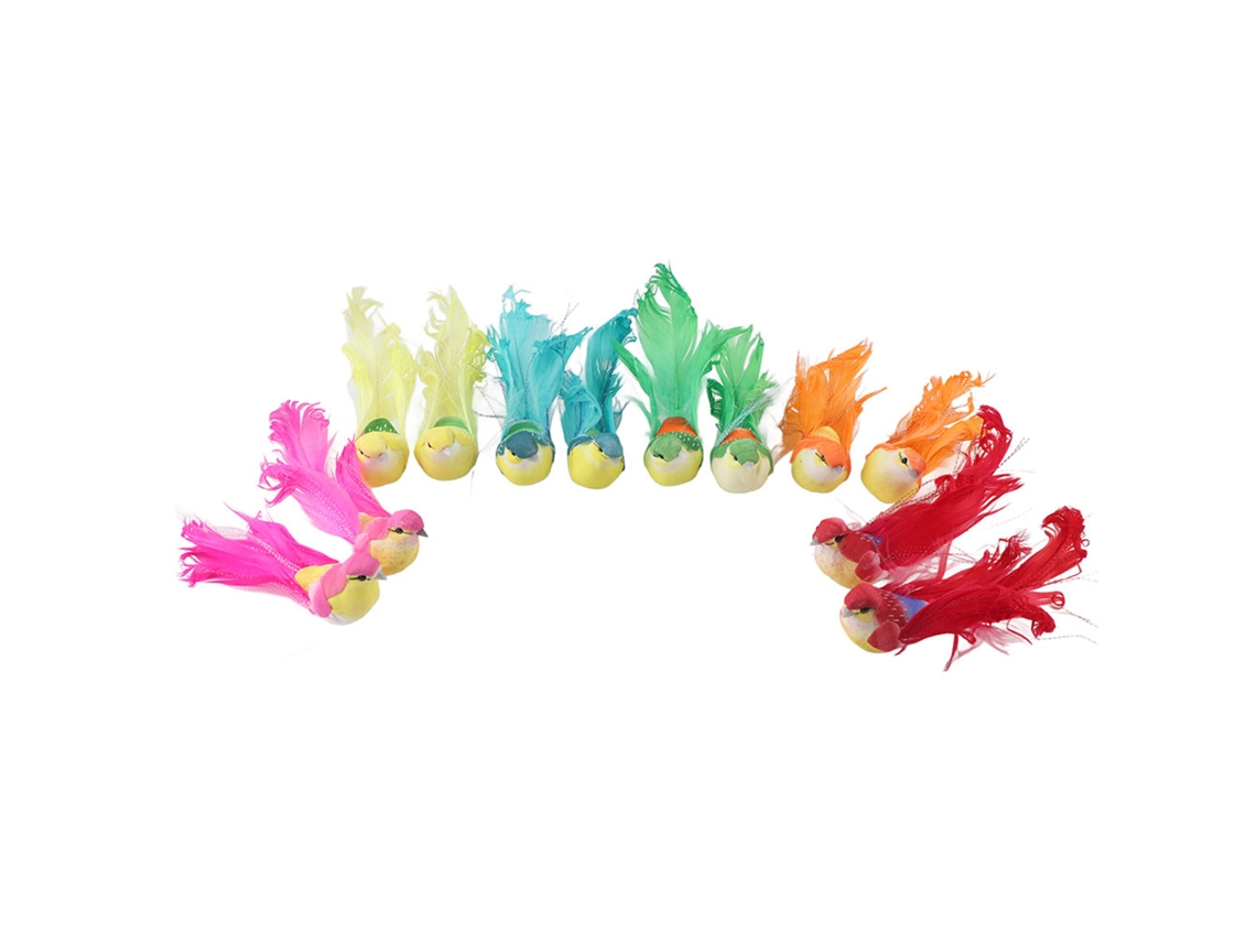 12 pájaros artificiales con pinzas para decoración