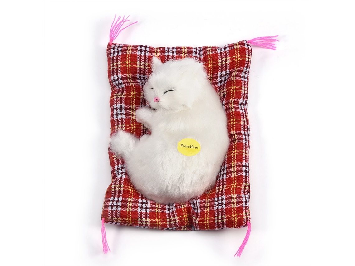 Juguete De Peluche Gatito Dormido Simulación Sonoro Muñeco Relleno Decoración Hogar Blanco