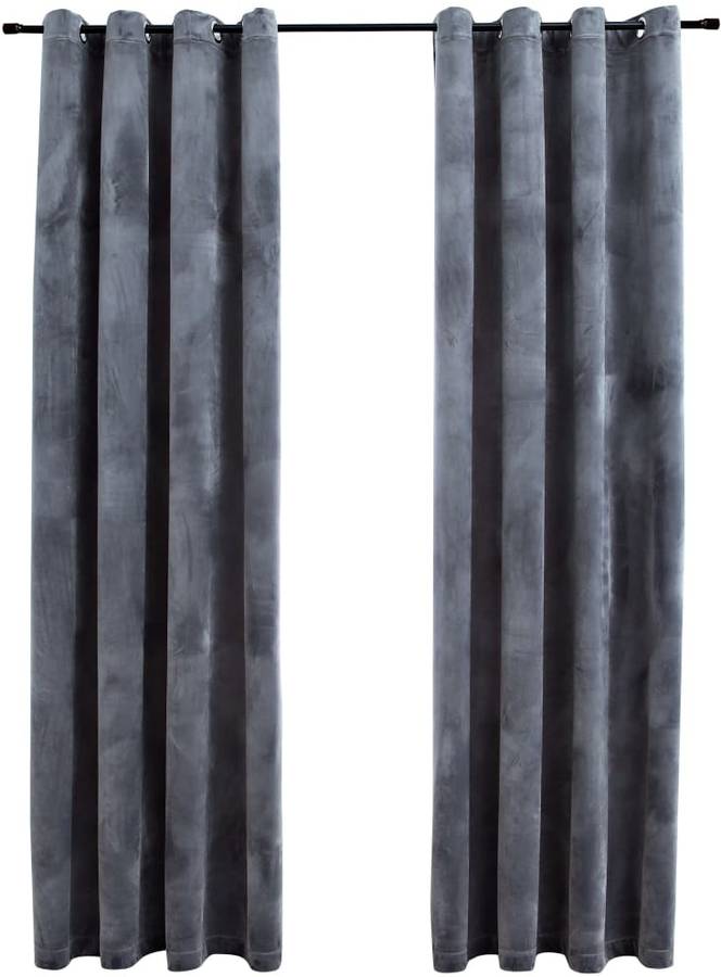 Cortinas Opacas Anillas VIDAXL 2 Piezas Terciopelo Antracita (140 x 225 cm)