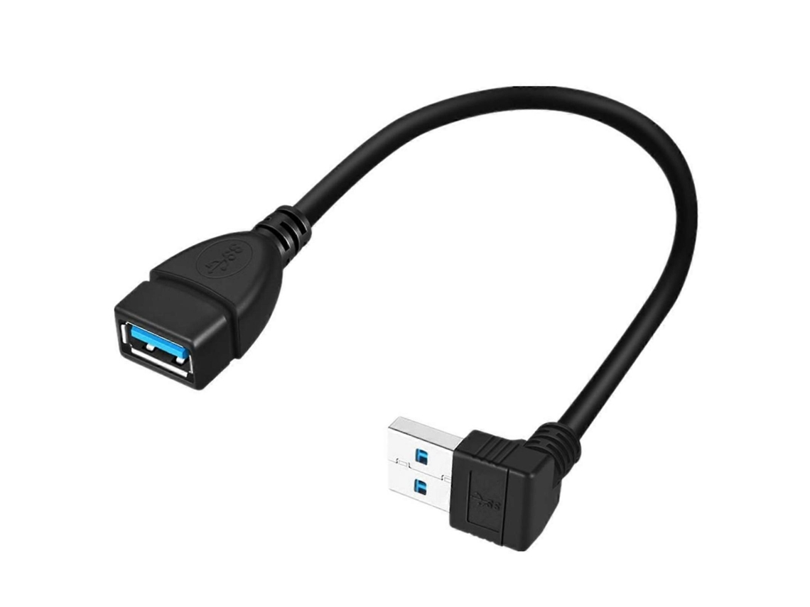 Cable de datos LALAMOLI USB 3.0 macho a hembra con conectores en ángulo recto y ángulo izquierdo (rendimiento ideal)