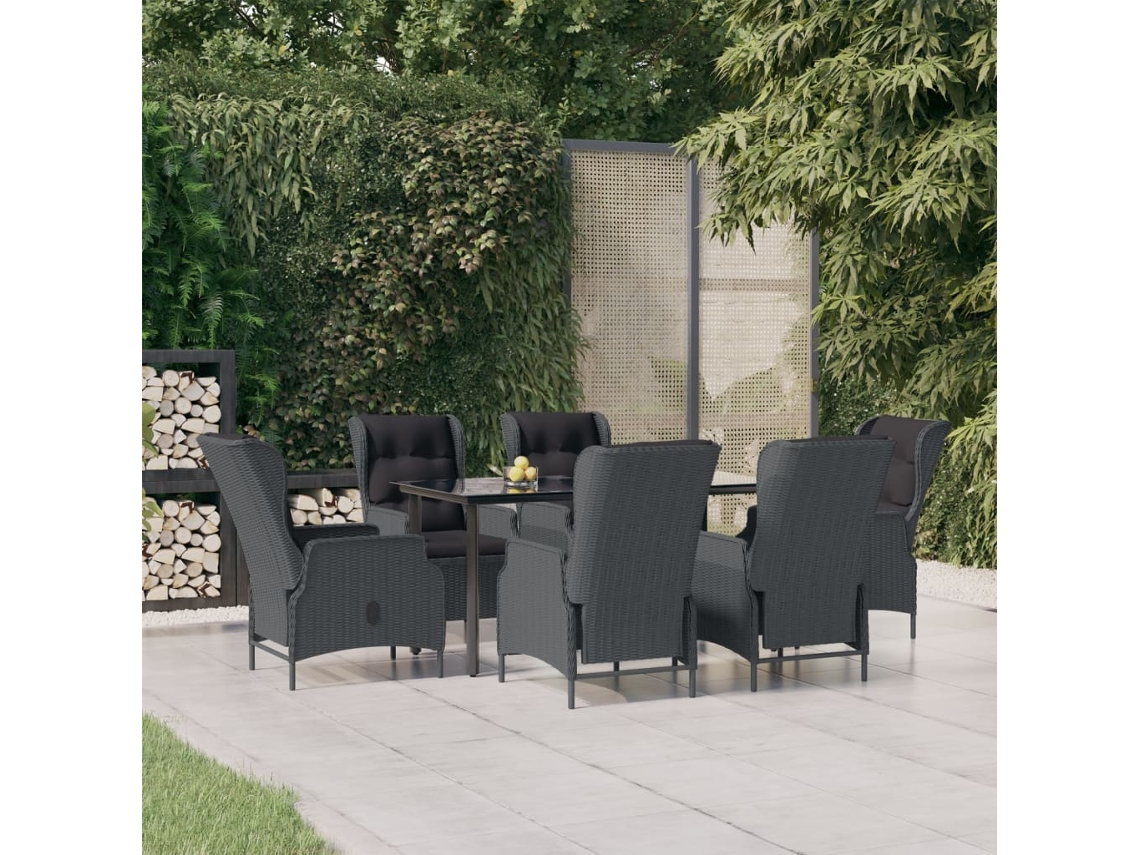Juego de comedor de jardín de 7 piezas en mimbre gris oscuro de DKD Home Decor