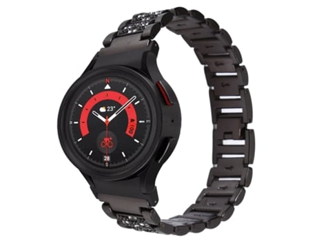 Correa de reloj inteligente para Samsung Galaxy Watch5 40 mm/44 mm Correa de metal con diamantes completos (negro)