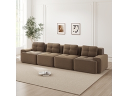 Sofá Modular 4 Plazas - Acolchado Cómodo, Asiento Profundo, Antideslizante - Marrón