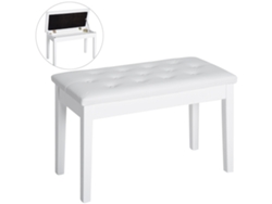 Bandeja Para Teclado Con Asiento De Almacenamiento En Piel Sintética, 76x36x50cm, Blanca.